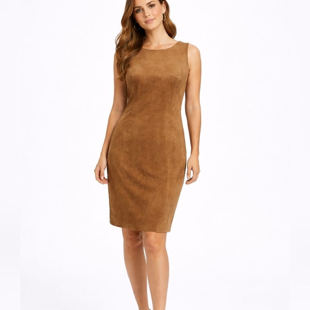 Shelby & Palmer Tan Faux Suede Sheath Dress Size 6